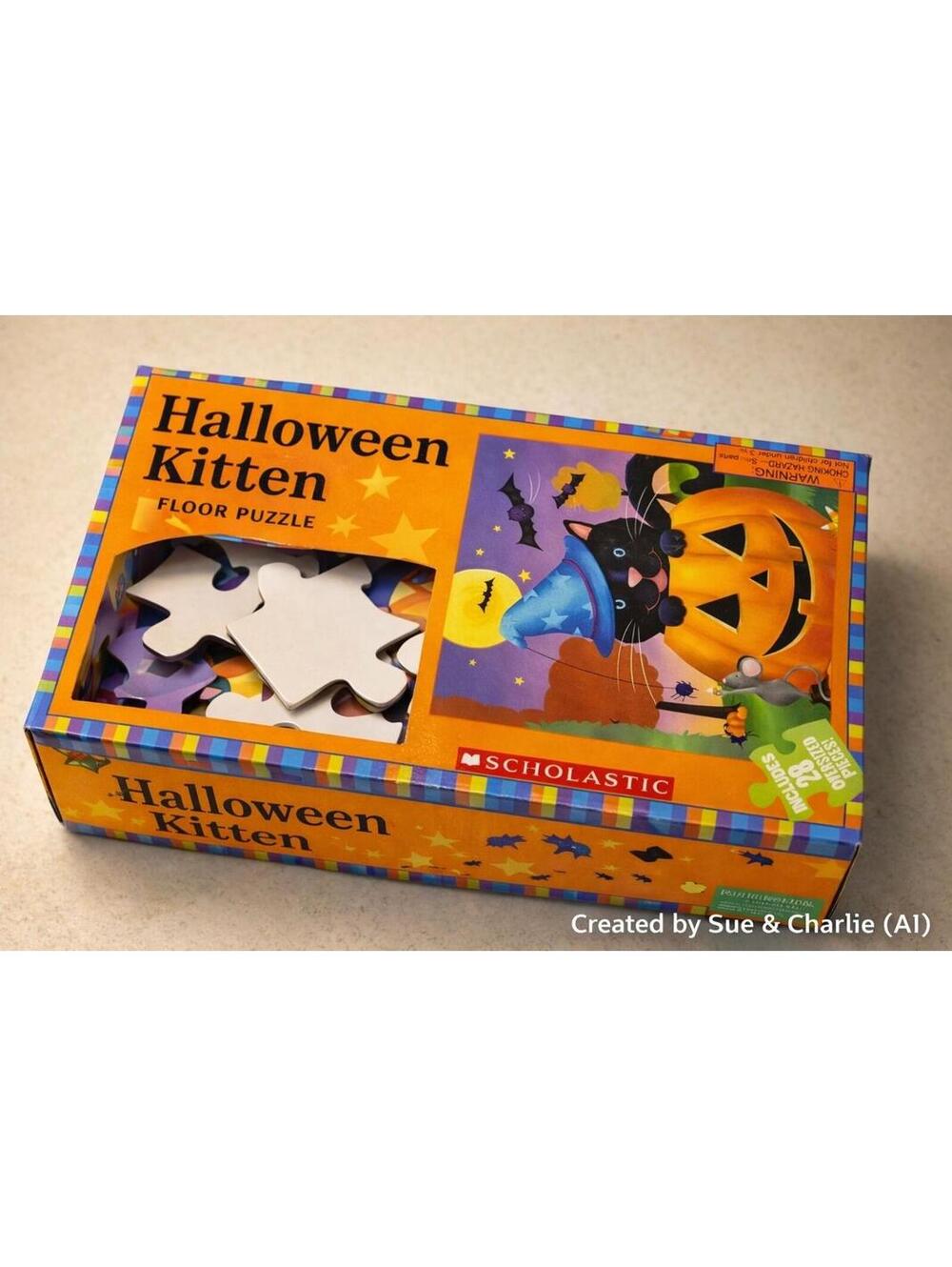 Scholastic Halloween Kitten Floor Puzzle 28 Pieces Kids Toddler Jumbo Puzzle
